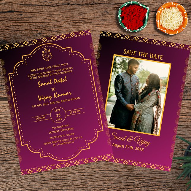 Invitation Photo personnalisée du Mariage hindou indien Ganes (Créateur téléchargé)