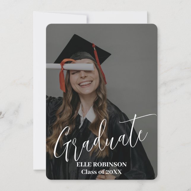 Invitation Photo personnalisée Elegant Smokey Grad (Devant)