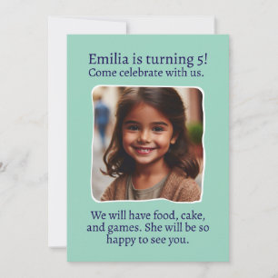 Invitation Photo personnalisée Fête d'anniversaire 5 ans