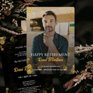 Invitation Photo personnalisée Gold Confetti Joyeuse fête de 