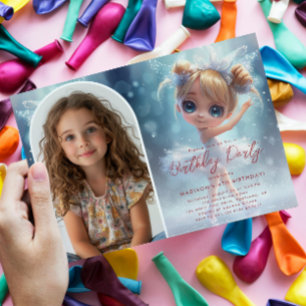 Invitation Photo personnalisée Little Ballerina et Blue Birda