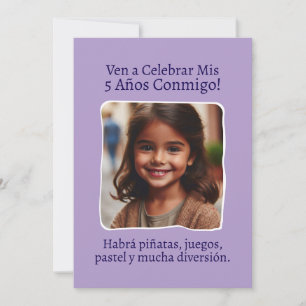 Invitation Photo personnalisée Mes 5 ans Anniversaire Cinq