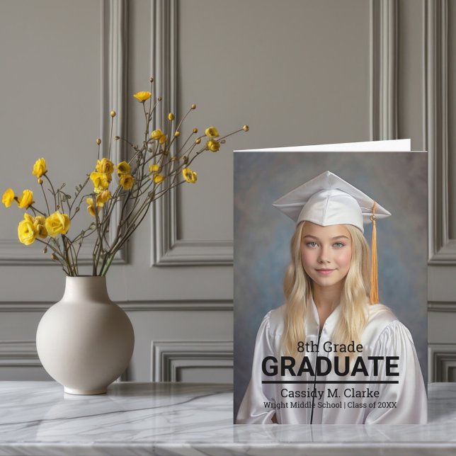 Invitation Photo personnalisée minimaliste 8e année Graduatio (Créateur téléchargé)