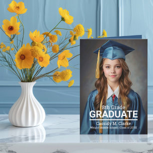 Invitation Photo personnalisée minimaliste 8e année Graduatio