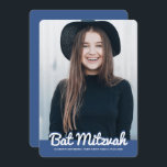 Invitation Photo personnalisée moderne Bat mitzvah<br><div class="desc">Ce design est composé d'un script cursif ludique contré par la simple typographie de san serif. Ce design est moderne et simple. Ajouter une image photo.

Disponible ici :http://www.zazzle.com/store/selectpartysupplies</div>