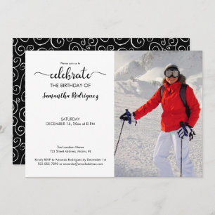 Invitation Photo personnalisée Motif peint en noir blanc