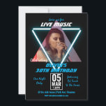 Invitation Photo personnalisée Neon et Black 30th Birthday Pa<br><div class="desc">Vous avez l'intention de fêter leur anniversaire avec de la musique live ? Remplacez la photo par l'une des attractions principales. Ajoutez les détails de votre fête et vous aurez votre propre prospectus d'événement de groupe. Photo Harry Shelton</div>