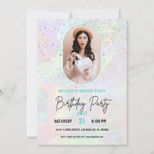 Invitation Photo personnalisée Pastel fête d'anniversaire