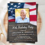 Invitation Photo personnalisée Patriotique drapeau américain<br><div class="desc">Etats-Unis Drapeau américain Invitations fête d'anniversaire. Des amis Invitations et de la famille à votre fête d'anniversaire patriotique avec ces invitations modernes du drapeau américain. Personnalisez cette invitation de drapeau américain avec votre événement, photo, nom et détails de la fête. Voir notre collection pour faire correspondre cadeaux d'anniversaire patriotiques, faveurs...</div>
