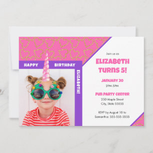 Invitation Photo personnalisée pour enfant Joyeux Anniversair