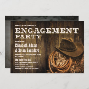 Invitation Photo personnalisée Rustic Wood Western Engagement
