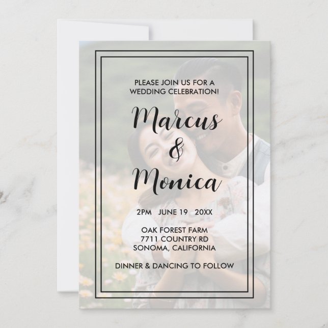 Invitation Photo personnalisée Simple Mariage minimal chic (Devant)