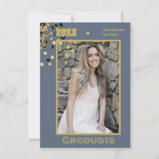 Invitation Photo personnalisée Sparkings d'or gris moderne