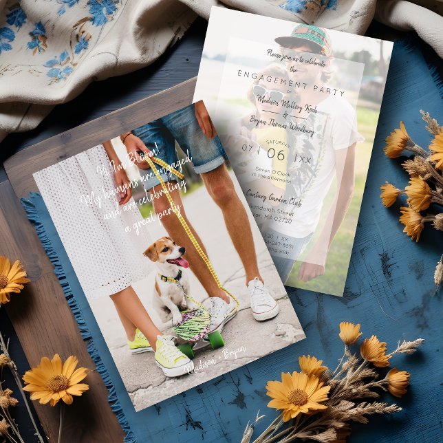 Invitation Photo Pet Funny Couple Engagement Party (Photo Pet Funny Couple Engagement Party Invitation Card.)