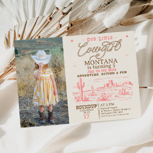 Invitation Photo Pink Brown Western Desert Cowgirl Anniversai