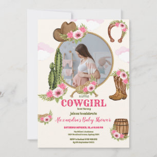 Invitation Photo Pink Cowgirl Baby shower occidental