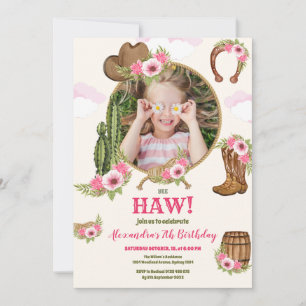 Invitation Photo Pink Cowgirl fête d'anniversaire