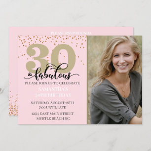 Invitation Photo Pink Gold 30 et fabuleuse fête d'anniversair