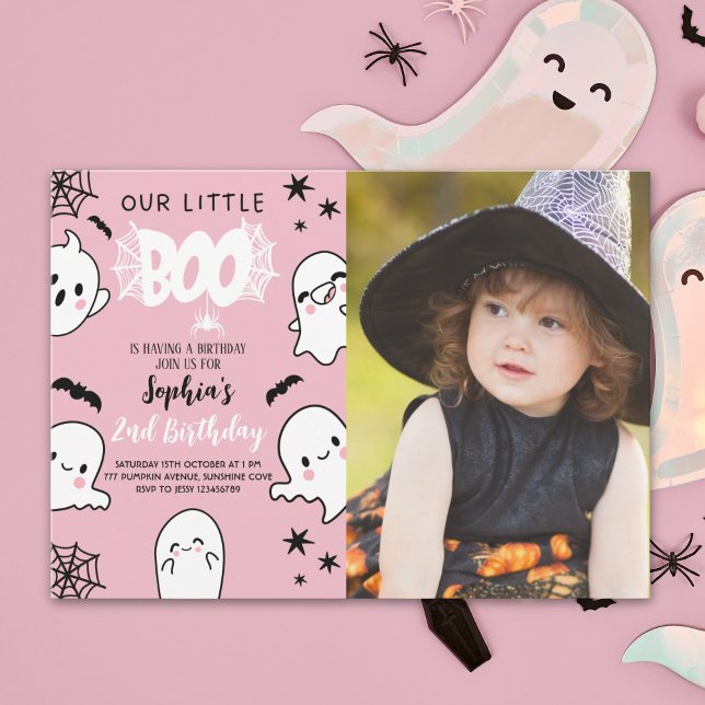 Invitation Photo Pink Halloween Birthday – Our Little Boo (Créateur téléchargé)