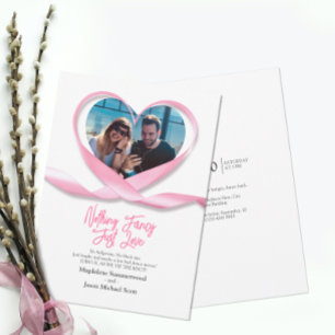 Invitation Photo Pink Heart Ruban Rien De Fancy Just Love