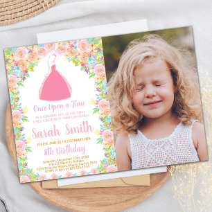 Invitation Photo Pink Princess Parties scintillant Princess A