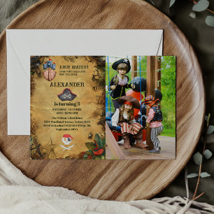 Invitation Photo Pirate à thème fête d'anniversaire