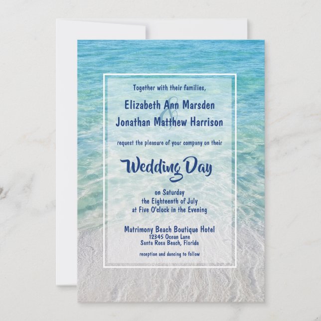 Invitation Photo Plage Tropical Moderne Destination Mariage (Devant)