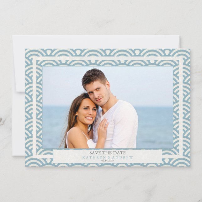 Invitation Photo plat de vagues Seigaiha japonaises pour Save (Devant)