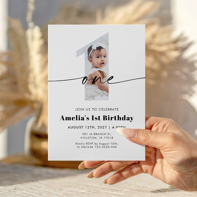 Invitation photo pour 1er anniversaire (Créateur téléchargé)