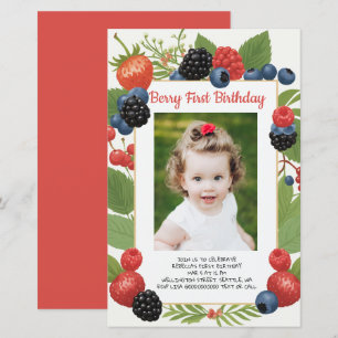 Invitation photo pour 1er anniversaire Berry Budge