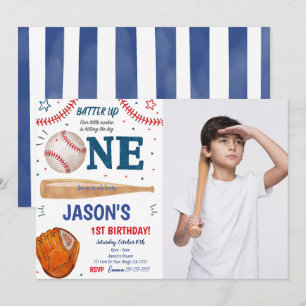 Invitation photo pour 1er anniversaire de baseball