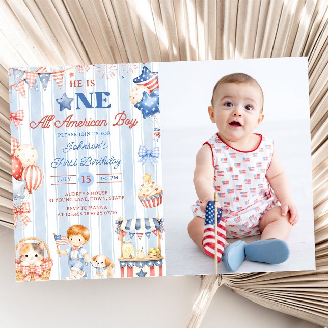 Invitation photo pour 1er anniversaire de garçon t (Créateur téléchargé)