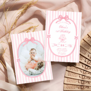 Invitation photo pour 1er anniversaire fille avec