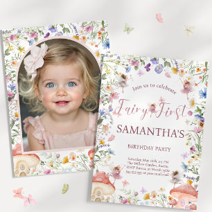 Invitation photo pour 1er anniversaire Jardin de f