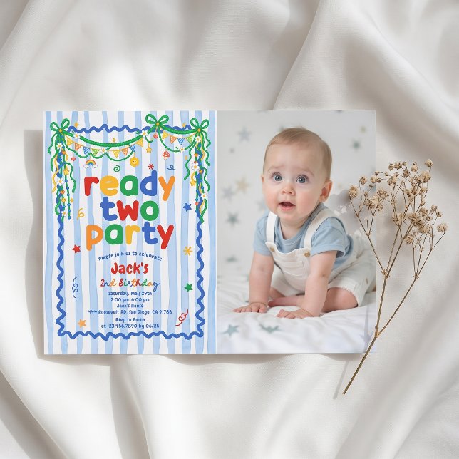 Invitation photo pour 2ème anniversaire garçon Rea (Créateur téléchargé)