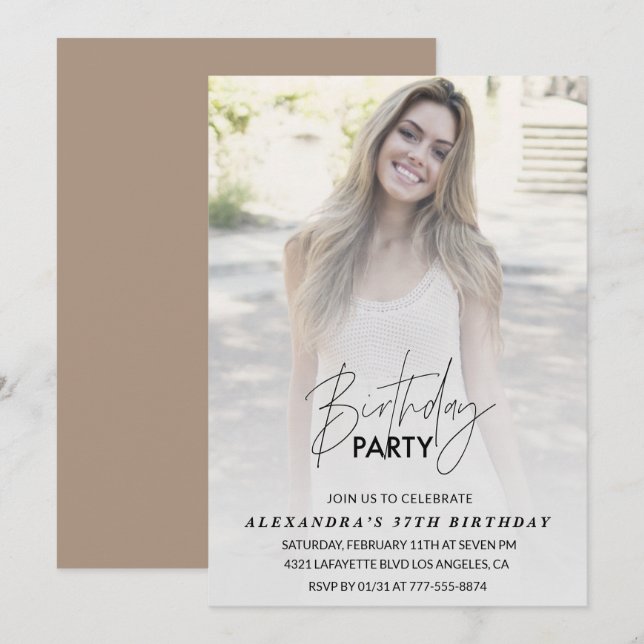 Invitation photo pour 37e anniversaire Fête d'anni (Devant / Derrière)