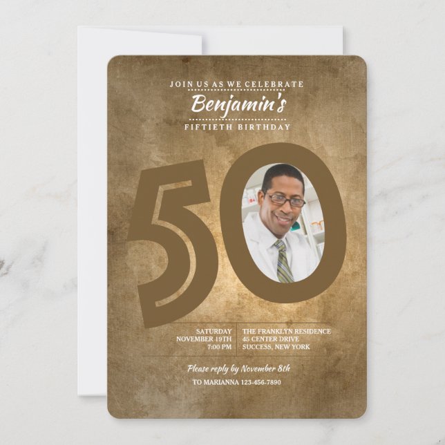 Invitation photo pour 50e anniversaire (Devant)