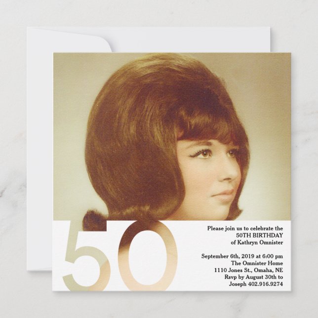 Invitation photo pour 50e anniversaire - 5,25 x 5, (Devant)