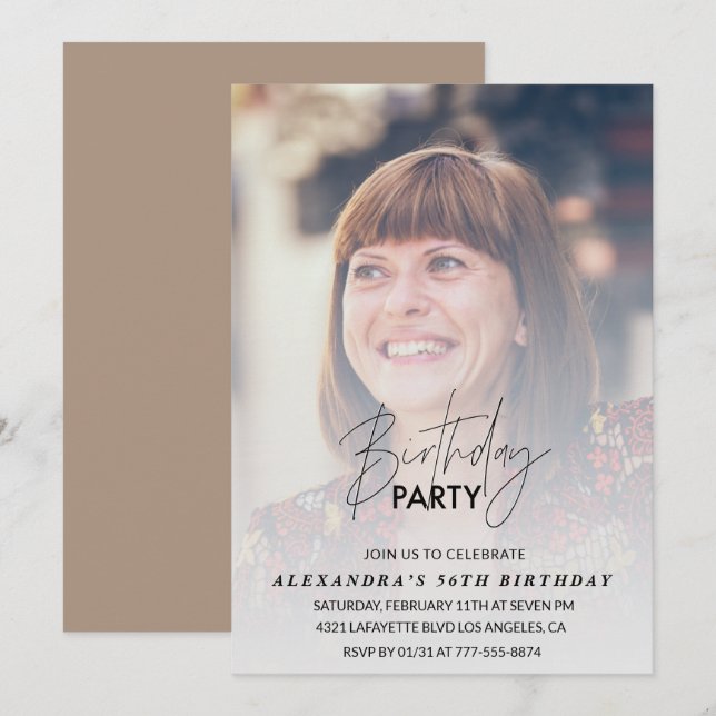 Invitation photo pour 56e anniversaire Fête d'anni (Devant / Derrière)