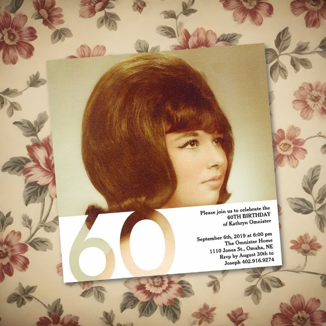 Invitation photo pour 60e anniversaire - 5,25 x 5, (Créateur téléchargé)
