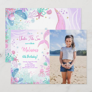 Invitation photo pour 6ème anniversaire Sirène