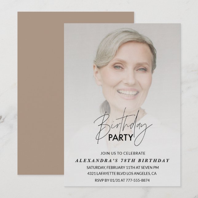Invitation photo pour 78ème anniversaire Fête d'an (Devant / Derrière)