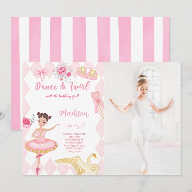 Invitation photo pour 8ème anniversaire de balleri (Devant / Derrière)