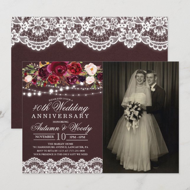 Invitation photo pour anniversaire de mariage - TO (Devant / Derrière)