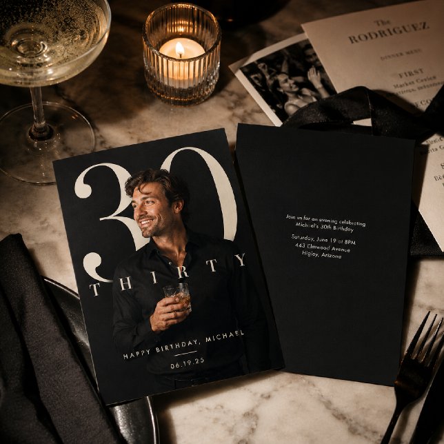 Invitation photo pour anniversaire moderne et marq (Créateur téléchargé)