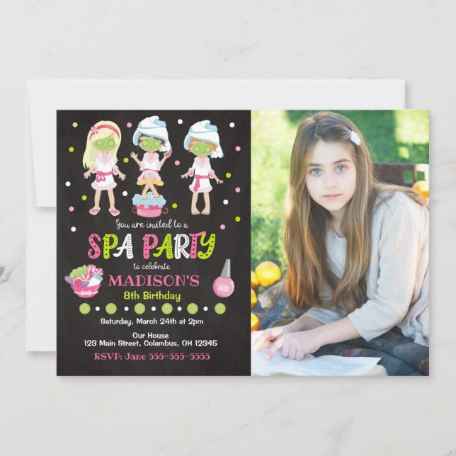 Invitation photo pour anniversaire Spa Party (Devant)