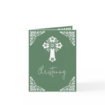 Invitation Photo Pour Christening Cross Fern Green