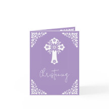 Invitation Photo Pour Christening Cross Lilac