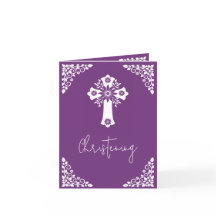 Invitation Photo Pour Christening Cross Sweet Plum