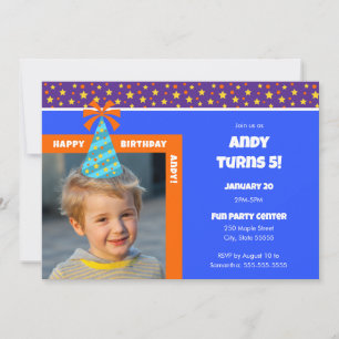 Invitation Photo pour enfant personnalisée Joyeux anniversair